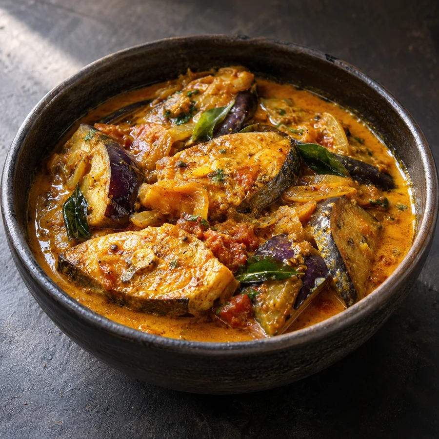 Cari Poisson Mauricien avec Aubergine